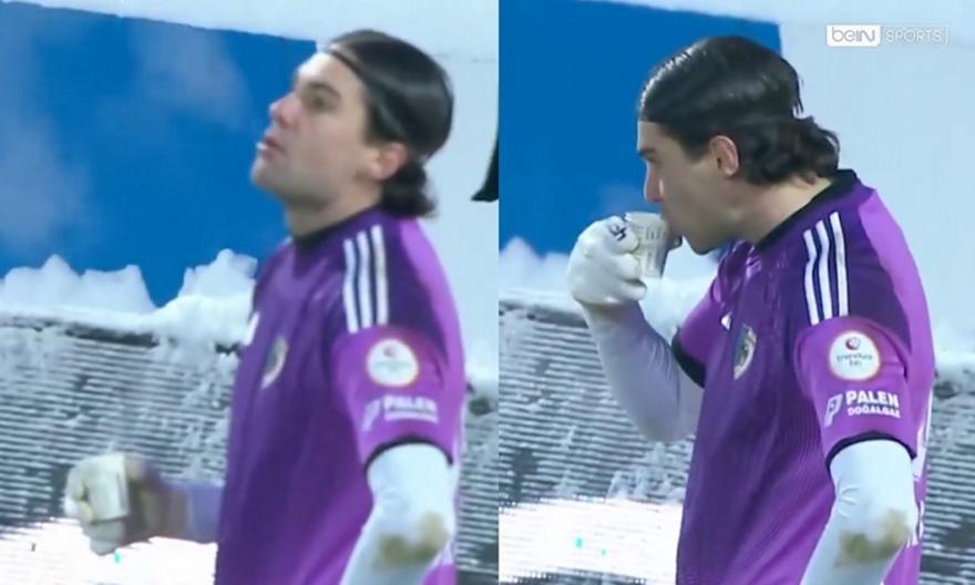 Τερματοφύλακας στην Τουρκία ζεσταινόταν στους -9 βαθμούς Κελσίου με τσάι δίπλα στην εστία του!