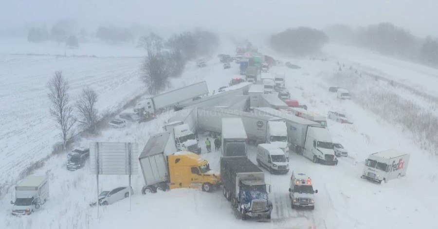 Massive 100-Car Pileup in Michigan: Drivers Trapped in Snowy Conditions - Injuries Reported
