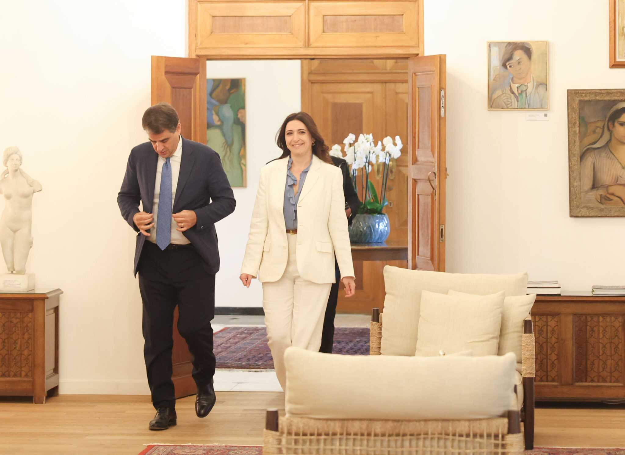 Raouna with Fitto at the Presidential Palace, Cyprus